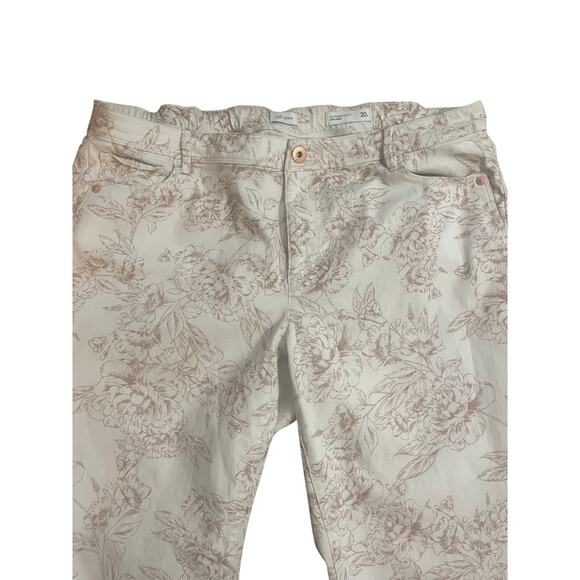 J Jill Jeans Women's Denim Authentic Fit Slim Ankle Size 20 Beige Floral - Picture 1 of 5